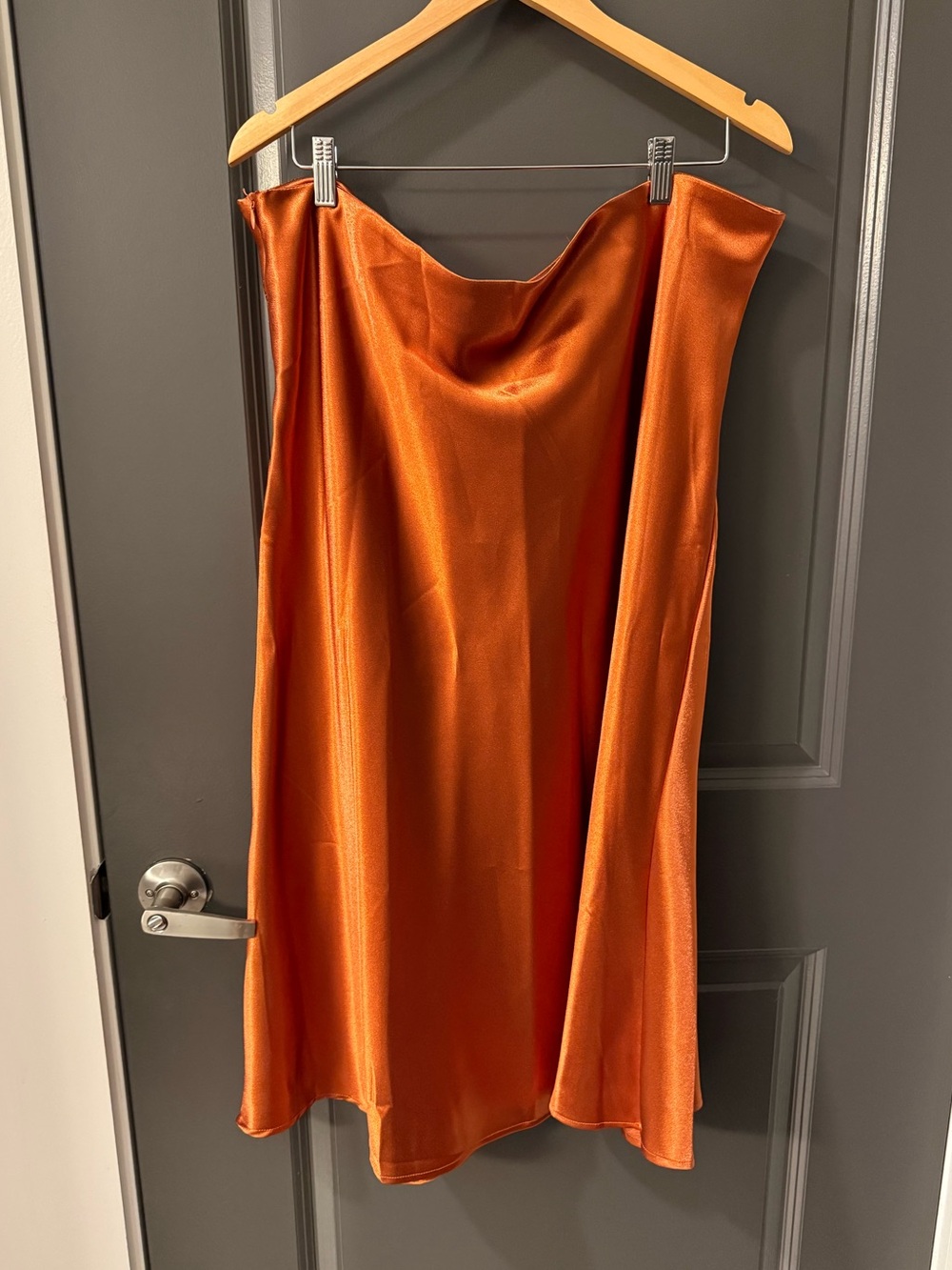 SHEIN Curve Satin Orange Slip Skirt